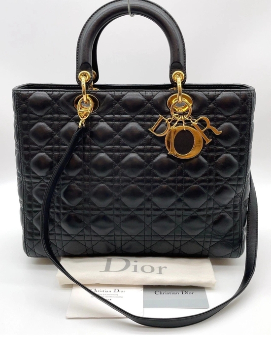Dior Handbags - Dior Black Quilted Leather Lady Dior Top-Handle Bag